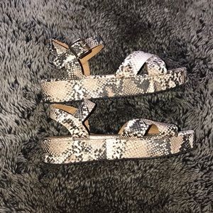 Snake skin platform sandals